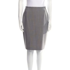 ESCADA Vintage Virgin Wool Glen Plaid Knee Length Skirt